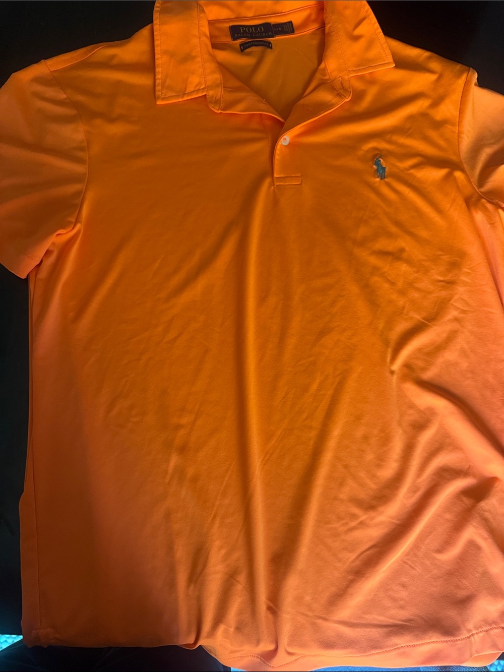 Ralph Lauren Men's Bright Orange Polo with Embroidered Pony. Size Large.